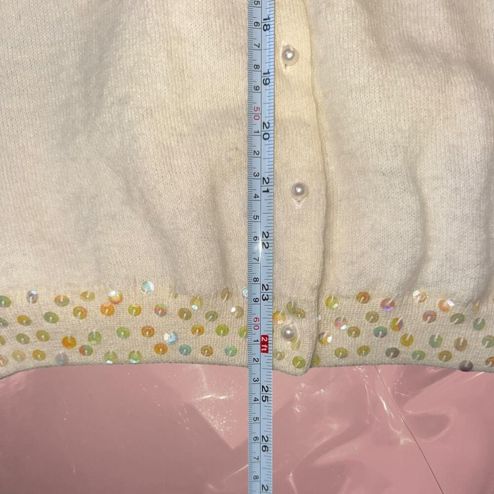 Vintage iridescent sequin pearl cardigan fairy core romantic Y2K - Picture 6 of 8